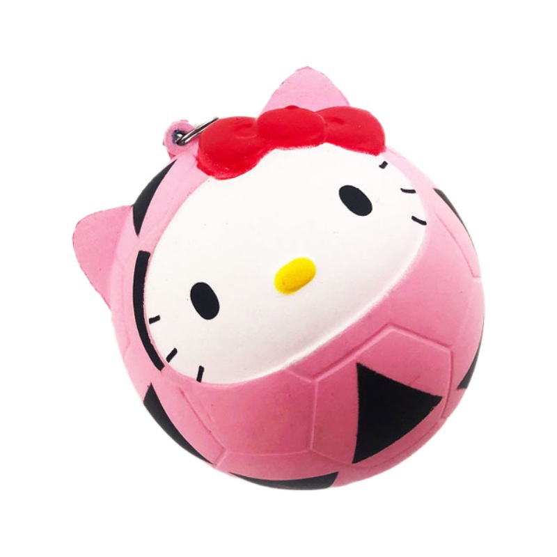 Customized Pu Polyurethane Sponge Foam Cute Cat Expression High Elasticity Decompression Vent Ball Keychain Pendant