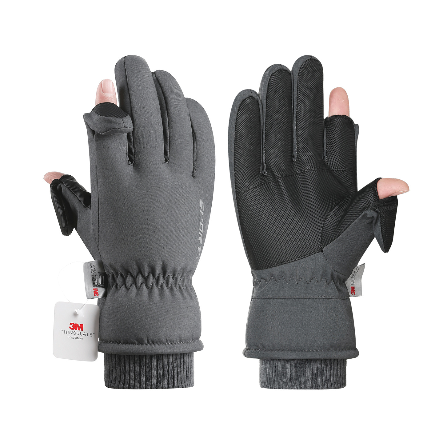 Ski Gloves for Men and Women, Windproof and Water-Repellent, Outdoor Cycling, Non-Slip, Winter Fleece-Lined, Thickeneded, Warm Finger Gloves, Touch Screen