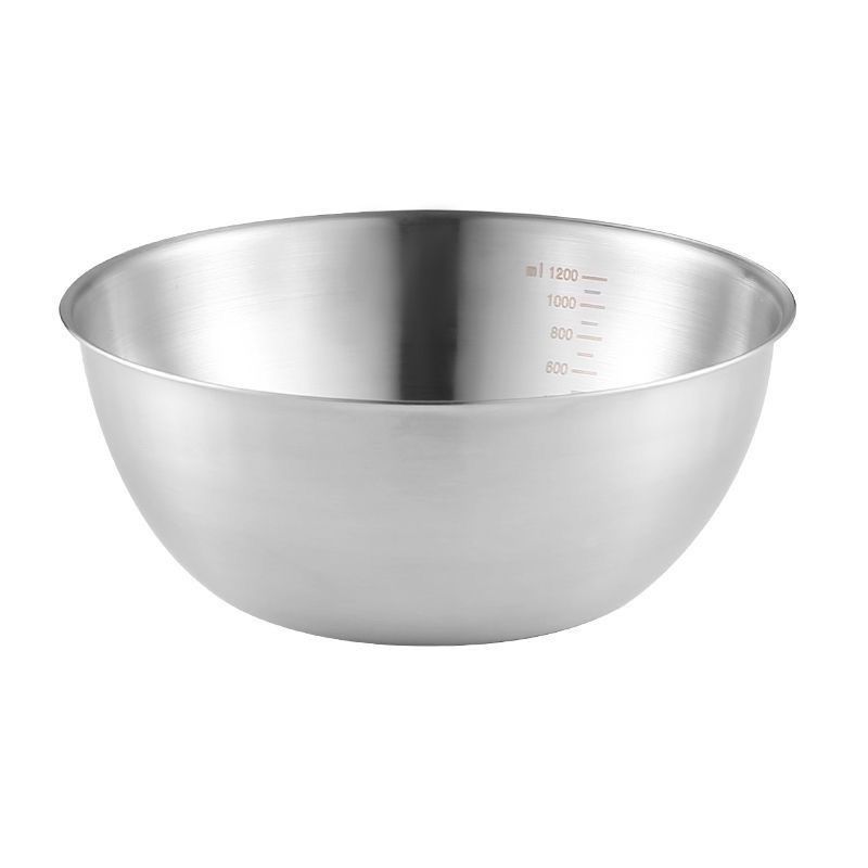 Stainless Steel Cooking Basin Salad Bowl with Scale for Beating Eggs and Noodles Cold Noodles Cold Fruit Baking Household Basin Large Capacity