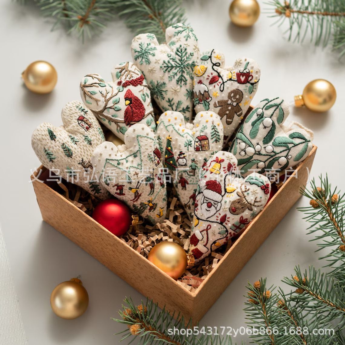 Набор для вышивки Рождественского сердца в форме сердца ручной работы