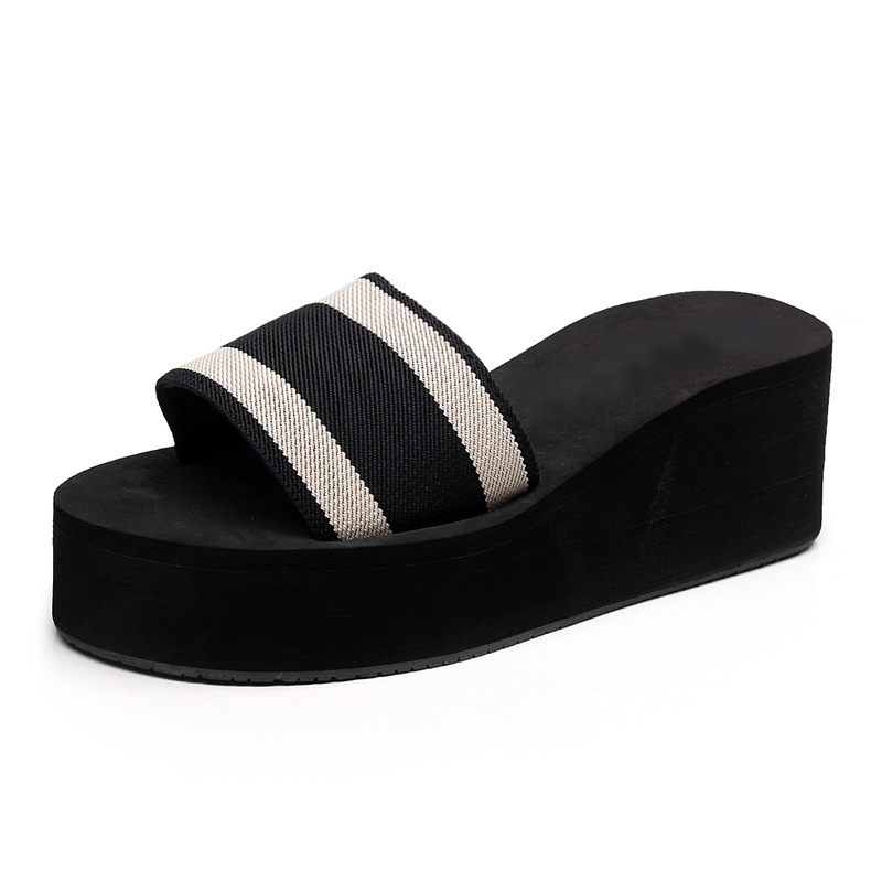 Foam Sandals for Women Summer New Style Flip-Flops High Heels Thick Soles Fashionable Outer Wear Korean Style Seaside Vacation Beach Shoes