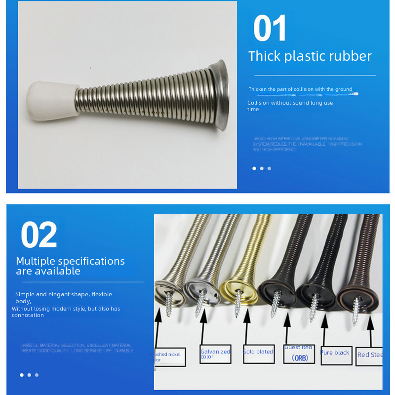 8.5cm brushed nickel special-shaped spring door stop children's anti-pinch door stop American wall mounted various manual door springs