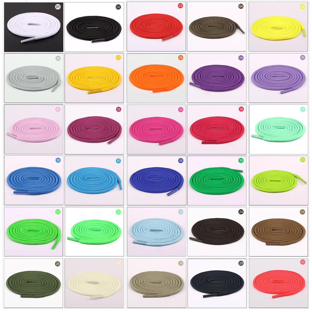 [07] Cross-Border Round Shoelaces Polyester 4mm Coconut Shoelaces Multicolor Casual Black and White Basketball Shoelaces