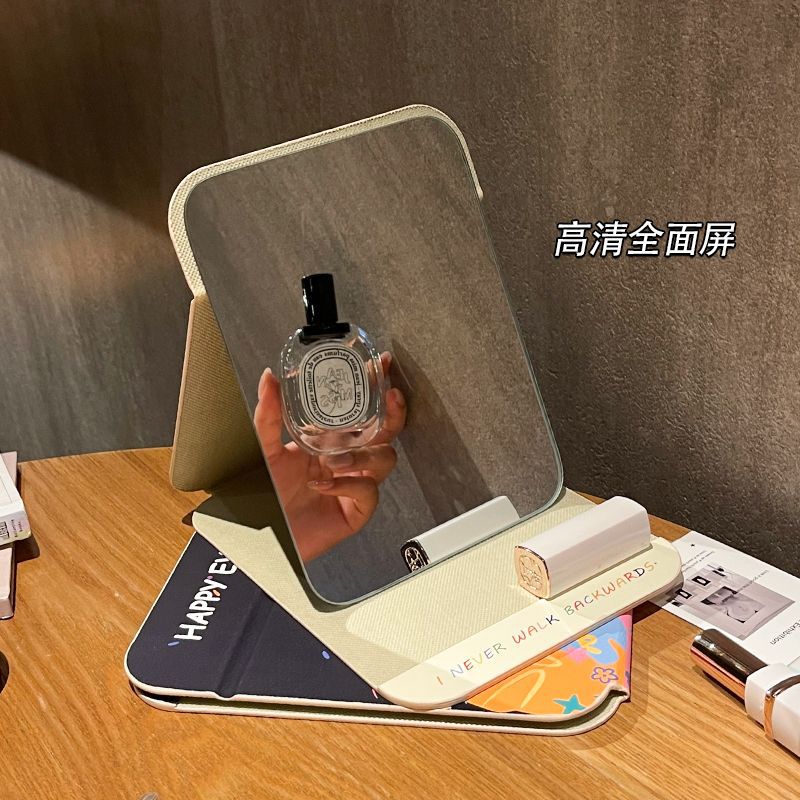 Home Bedroom Desktop Desktop Makeup Mirror High-Value Foldable Mirror Cartoon Cute Student Dormitory Makeup Mirror