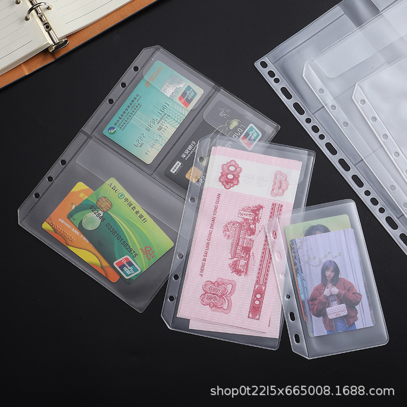 A5A6A7B5 bill storage bag standard loose-leaf 6 hole zipper bag cash PVC loose-leaf book transparent storage bag