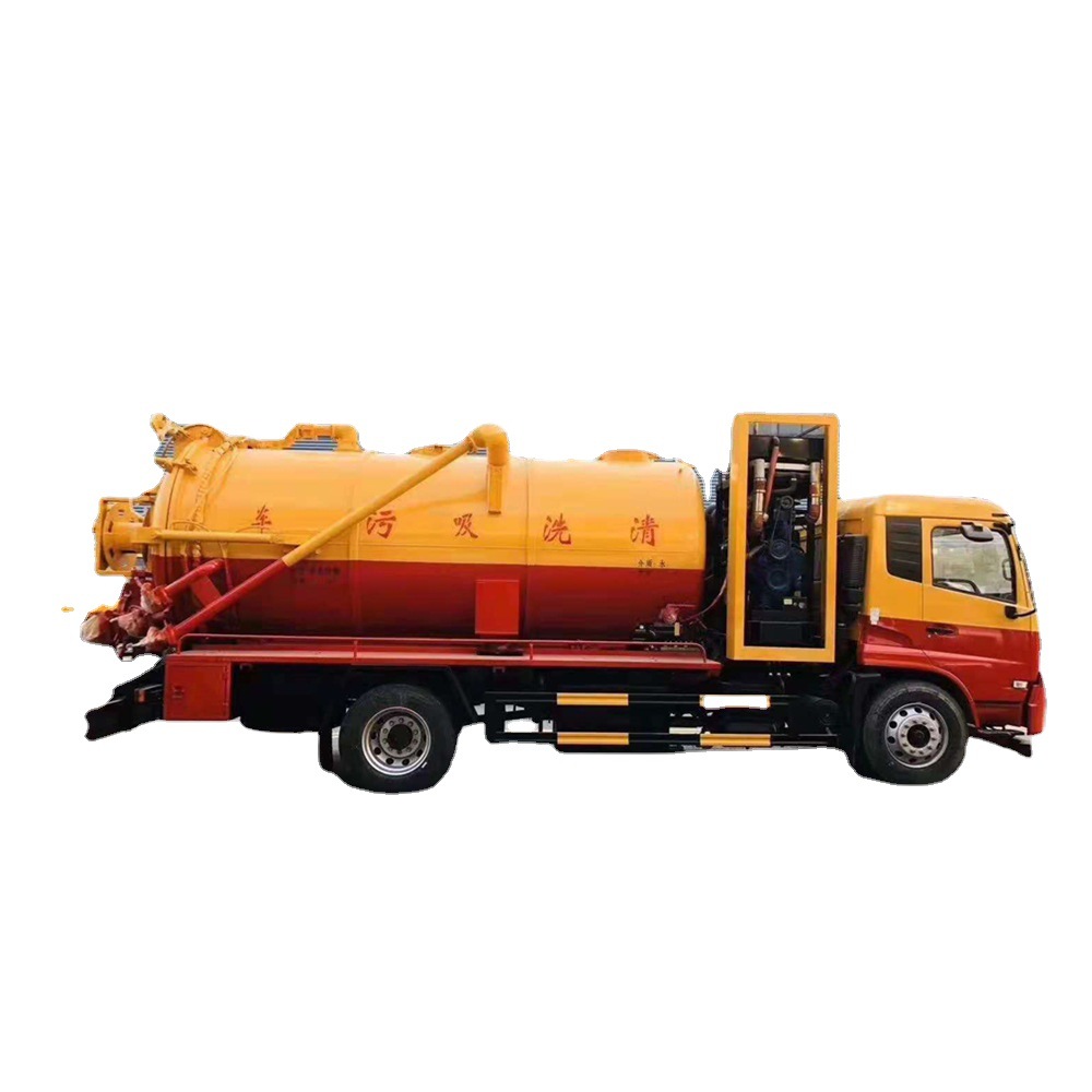 National Vi Dongfeng Tianjin Huangpai 15-Square-Meter Community Factory Pipe Network Road Sewage Suction and Cleaning Dual-Purpose Sanitation Truck
