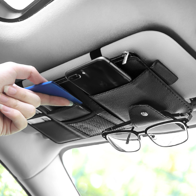 Car sun visor storage multifunctional car car glasses holder card storage bag card holder Bill ID holder
