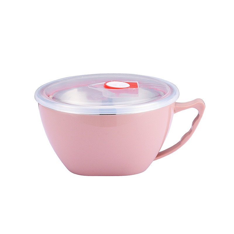 Wholesale 304 Stainless Steel Instant Noodle Cup Instant Noodle Bowl with Lid Double Insulation Anti-scalding Bowl Student Dormitory Bowl