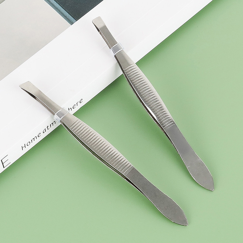 Косой зажим для бровей из нержавеющей стали, инструмент для красоты, для подравнивания и выщипывания бровей, маленький подарок