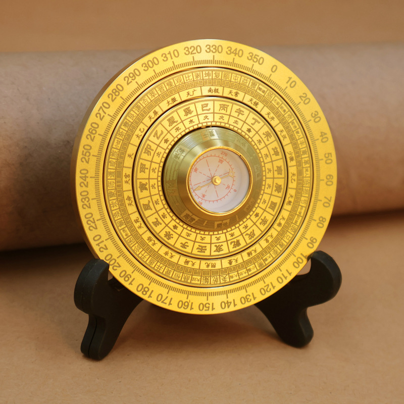 Brass Compass Double-Sided Nine-Palace Gossip I Chine Rotatable Handlehold Play Piece Solid Copper Compass Fingertip Gyro Decompression