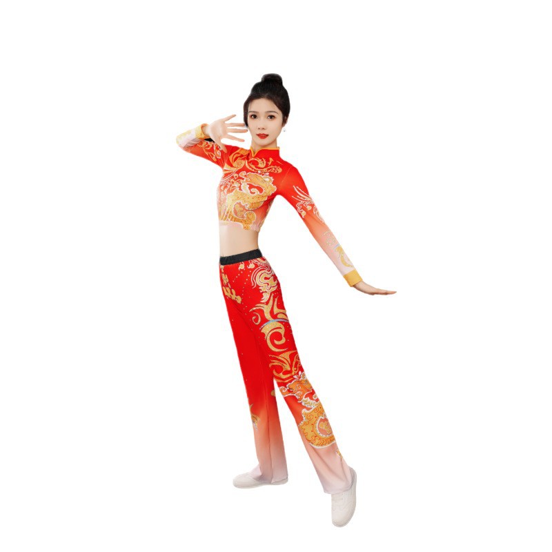 Aerobics Clothing Adult Competition Clothing Chinese Style Red Competition Fitness Aerobics Gymnastics Artistic Gymnastics Performance Clothing