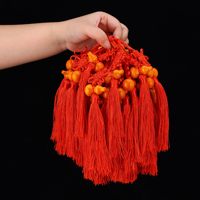 Factory wholesale five emperor money pure copper peach wood gourd pendant Chinese knot copper pendant car pendant travel supplies