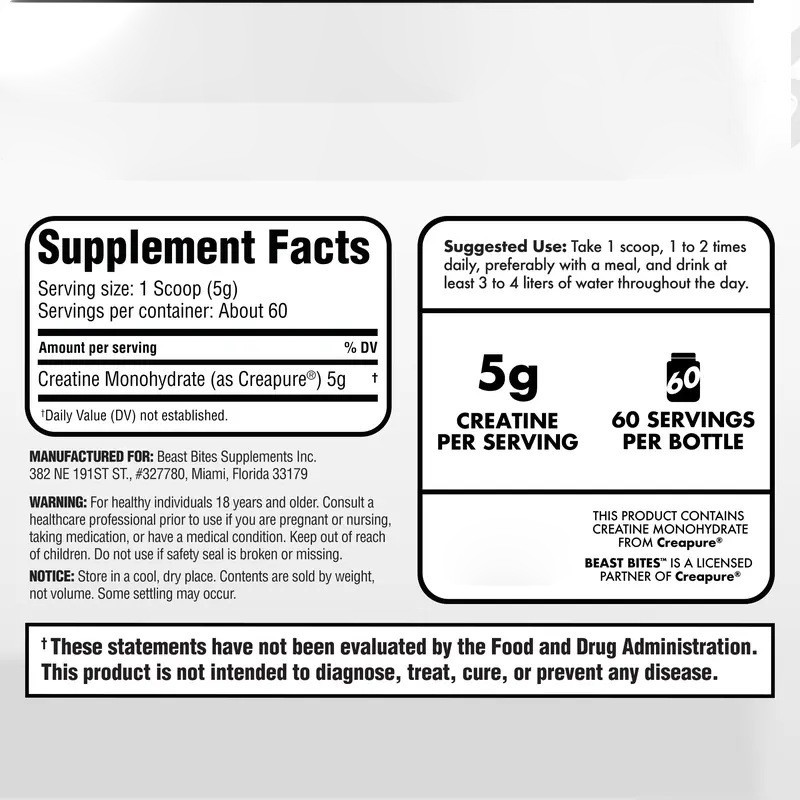 Cross-Border Tk New Product Creapure Creatine Monohydratepowder Creatine Monohydrate Powder Customization