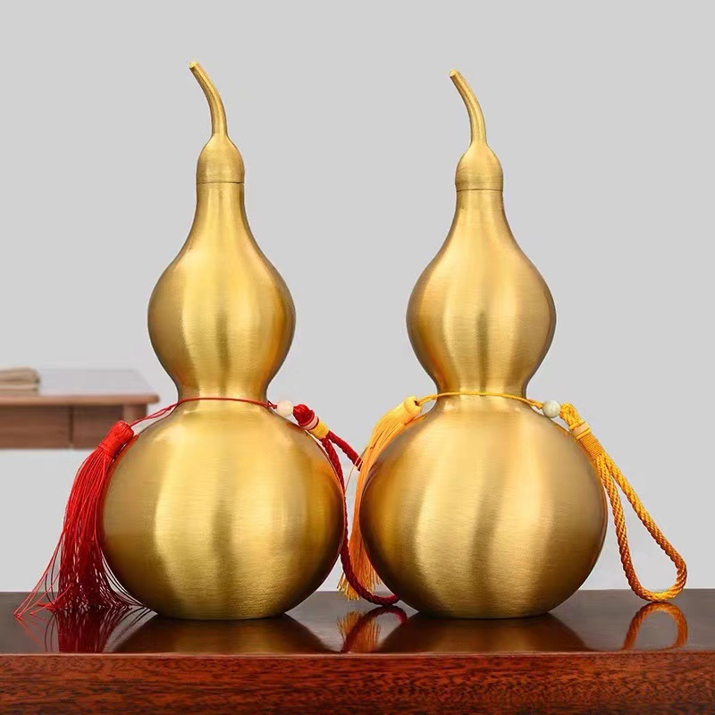 Copper gourd decoration large hollow open large gourd five Emperor money decoration copper gossip gourd crafts pendant