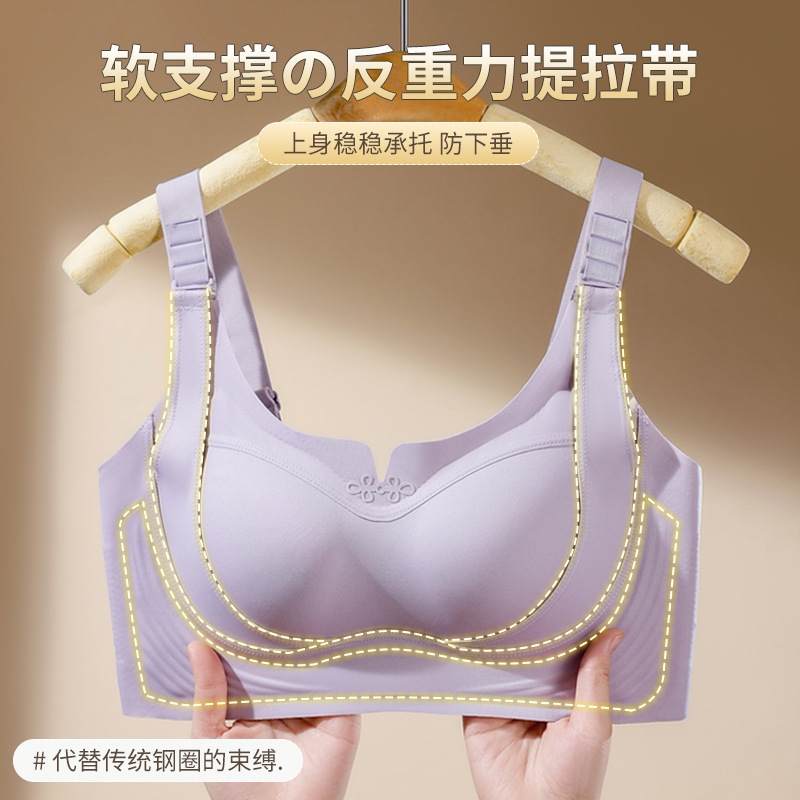 Мягкая поддержка бесшовного нижнего белья для женщин, собирающее, противосаживающее, фиксированная чашка, желейный кружевной бюстгальтер для больших и маленьких грудей