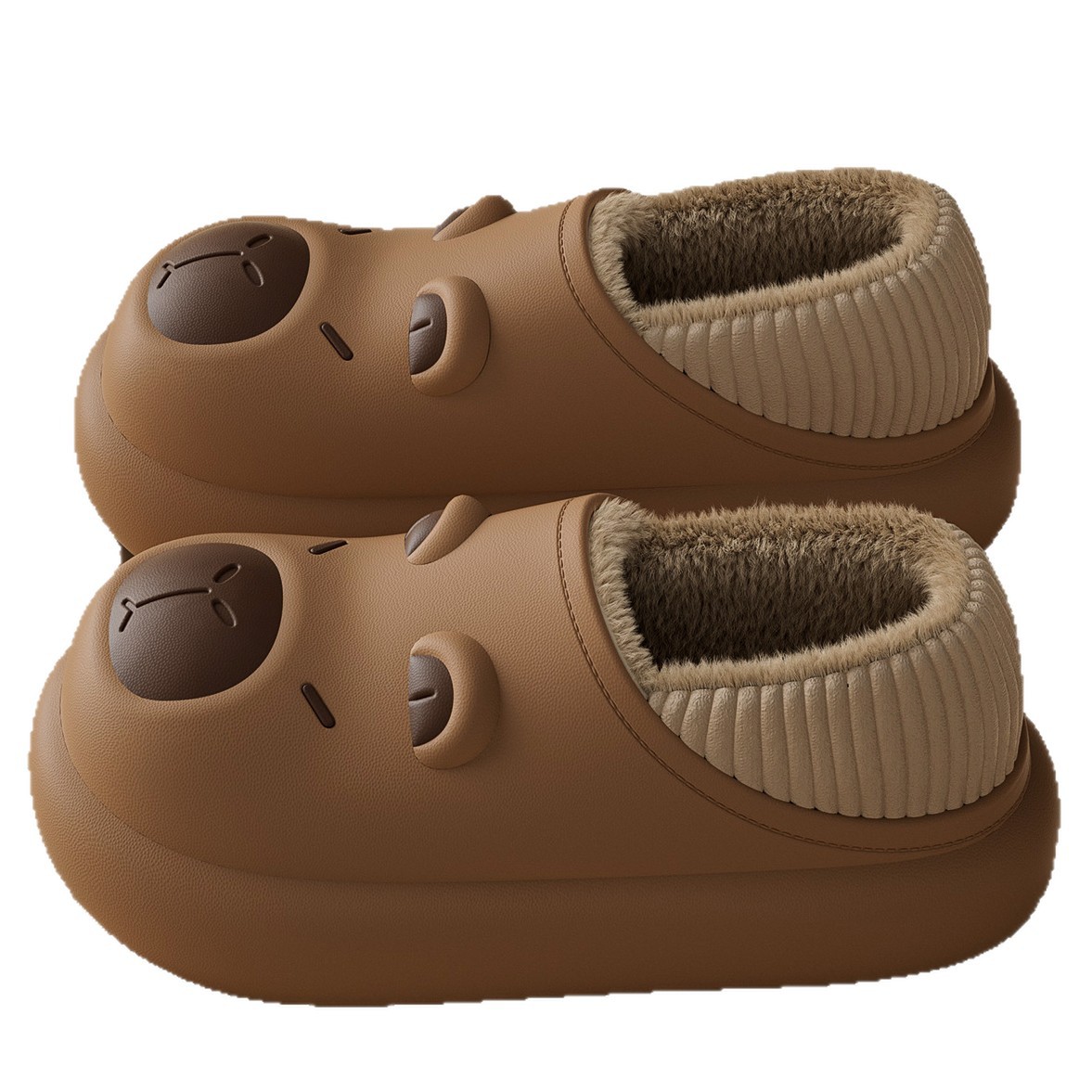 Kapibala Waterproof Kidsren's Cotton Slippers for Boys and Girls with Heels for Autumn and Winter Cute Indoor Non-Slip Family Cotton Shoes for Women