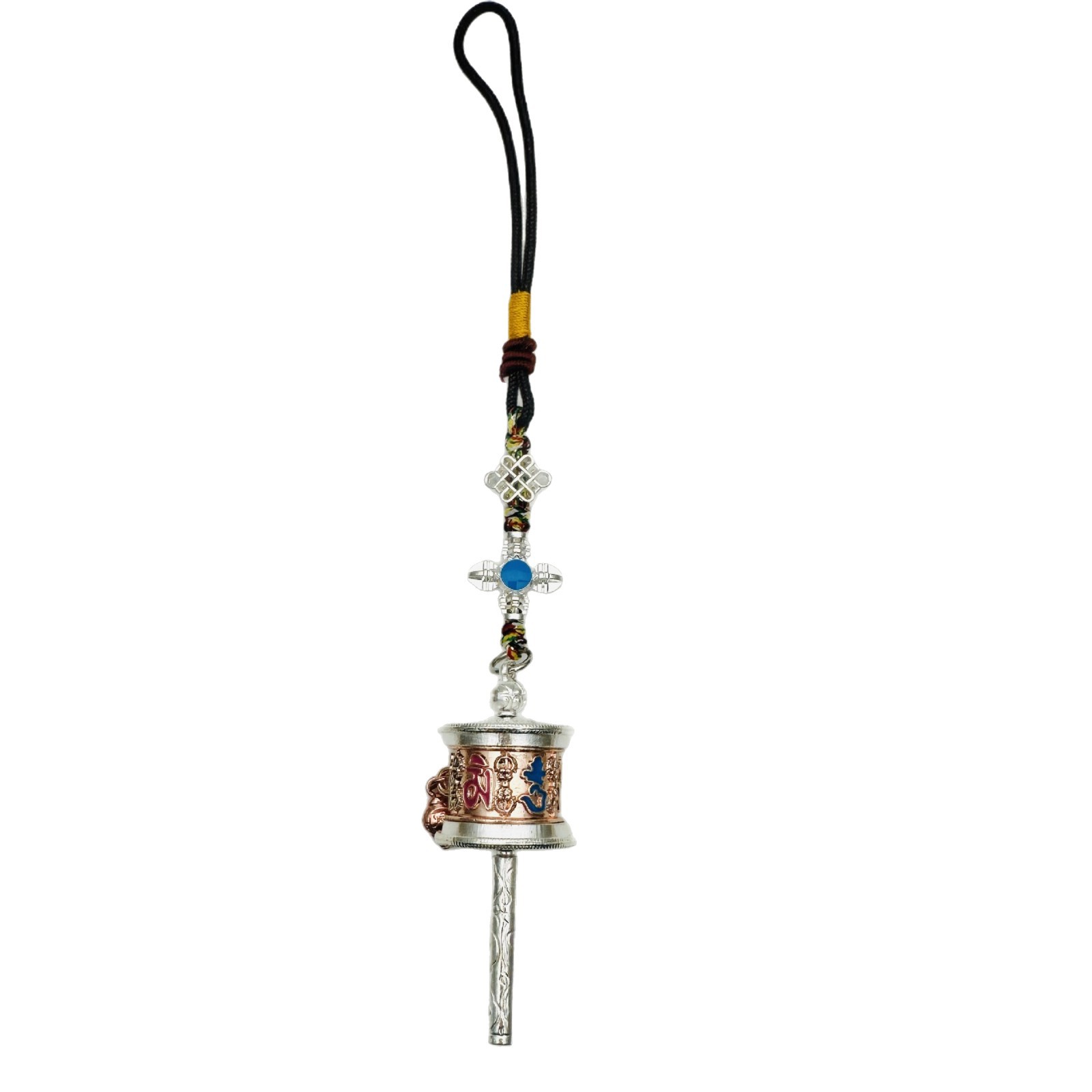 Xizang-Style Prayer Wheel with Six-Word Mantra, Car Pendant, Bag Keychain, Rotatable
