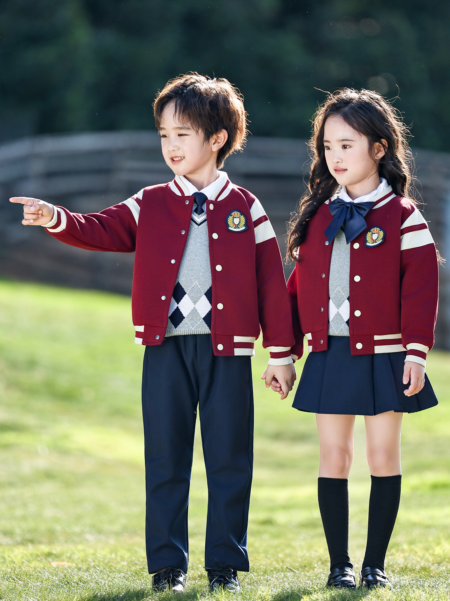 Kindergarten Uniforms, Spring and Autum Three-Piece Baseball Uniforms, Primary School Student Class Uniforms, Autum Preppy Style Kidsren's School Uniforms