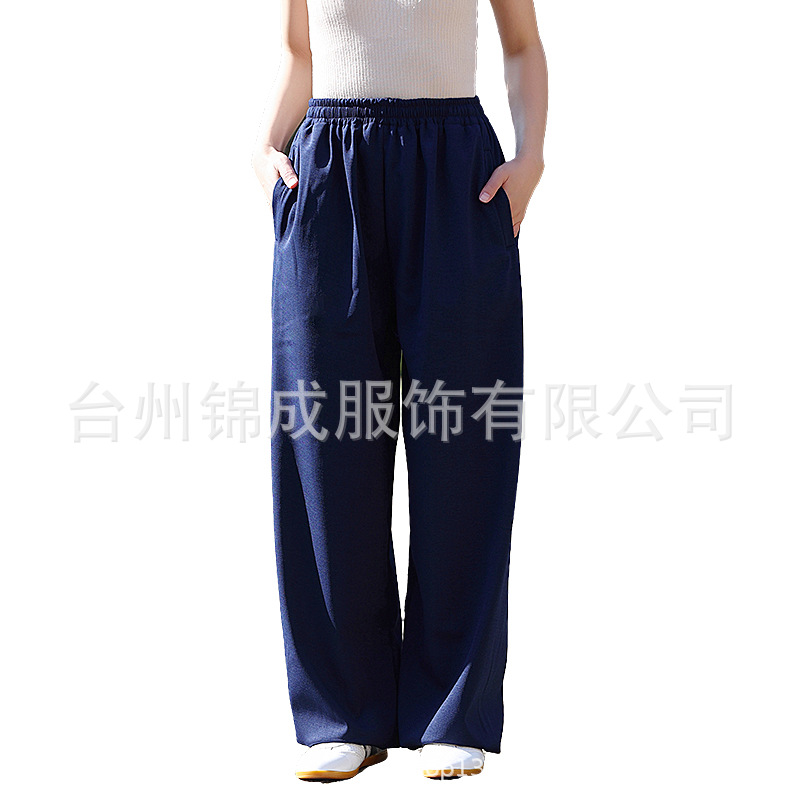 Hongji Cotton Linen fleece-lined Bloomers Men's and Women's New Style Taijiquan Practice Clothing High-end Performance Martial Arts Clothing