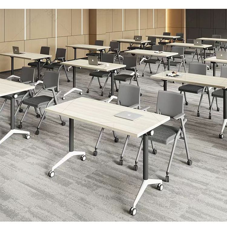 Training Table and Chair Combination Mobile Desk Long Table Educational Institution Splicing Multi-Functional Desk Folding Conference Table