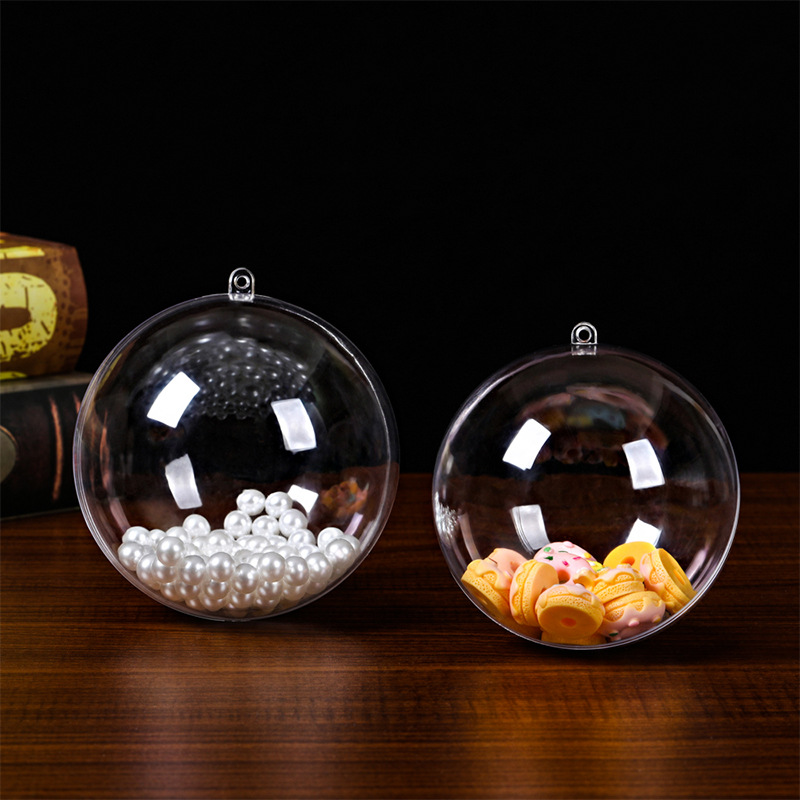 Factory wholesale ps Christmas ball transparent ball acrylic hollow ball Festival decoration hanging ball opening and closing ball plastic ball