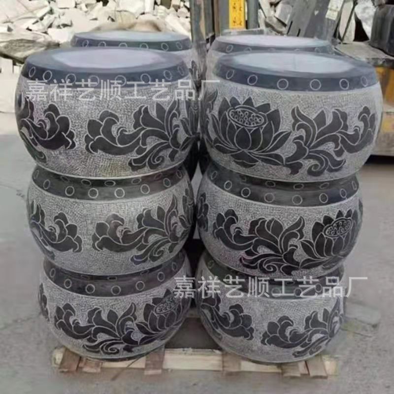 石雕青石柱顶石 底座石墩子 垫基石石墩柱皮圆墩空心石柱础柱墩石