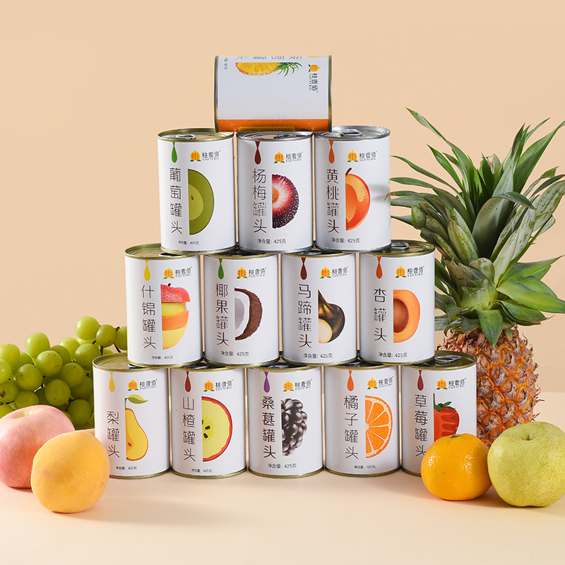 Canned fruit mixed full box of multi-flavor fresh Yellow Peach Pineapple waxberry orange Hawthorn grape commercial wholesale