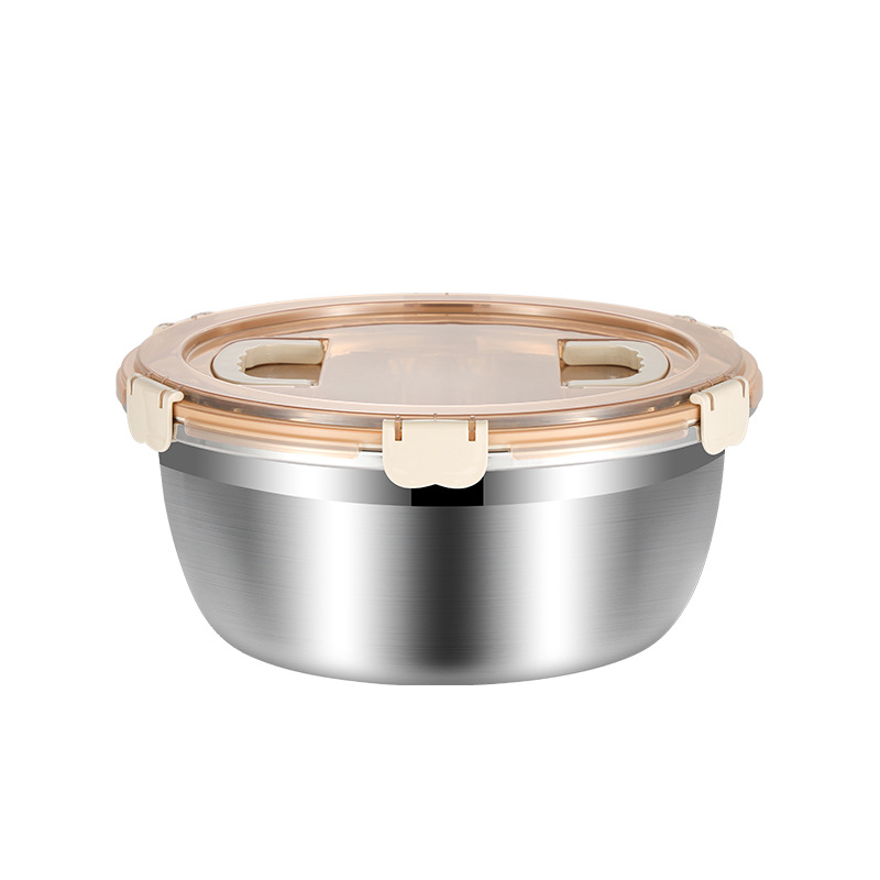 Stainless Steel Basin for Home Use, Thickened for Washing Vegetables, Seasoning, Beating Eggs, and Kneading Dough, Round Soup Basin, Multi-Purpose Kitchen Leak-Proof Storage Box