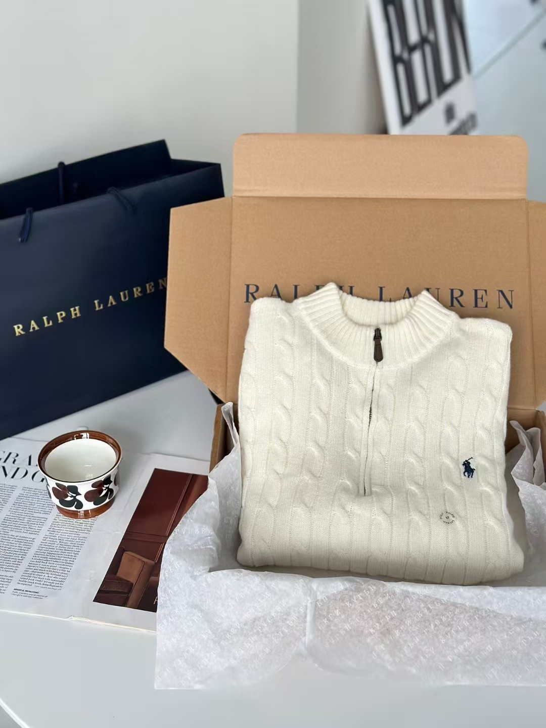 LR couple's half zipper sweater can sweep 90% wool + 10% cashmere