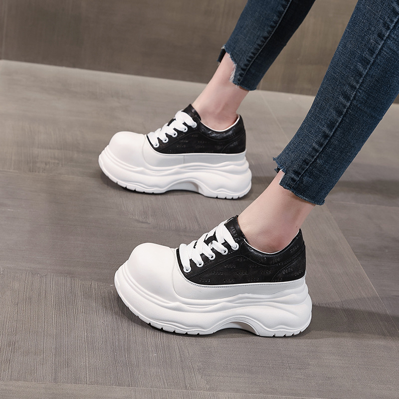 Hs1169-1 толстосолые внутренние увеличивающие высоту модные универсальные белые туфли для женщин, новая осенняя платформа 2025 года, мягкие кэжуальные туфли