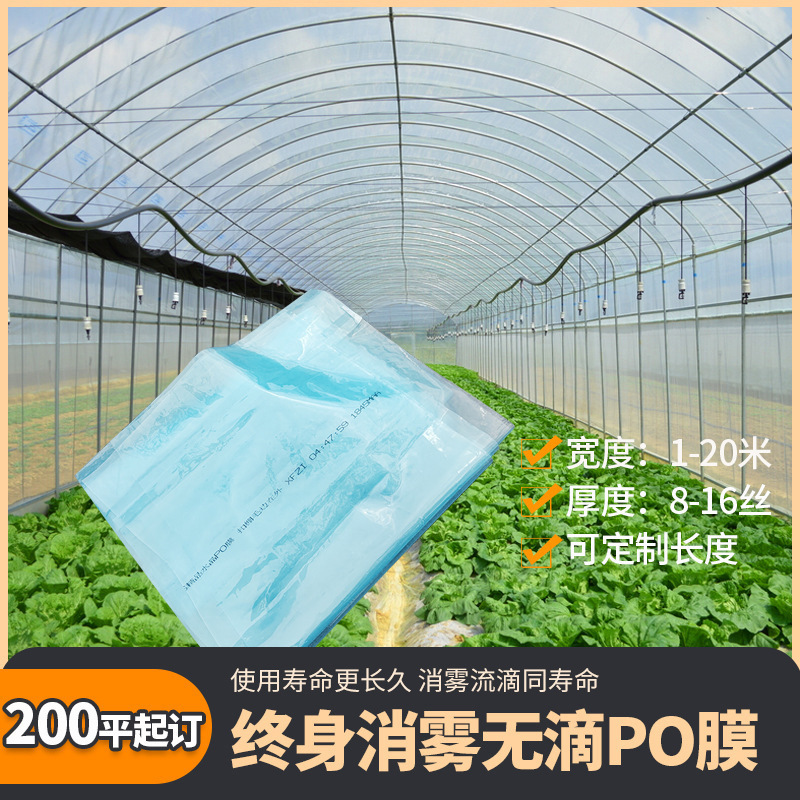Greenhouse Film Po Film Pe Double-Layer Plastic Cloth Plastic Film Drip-Free Film Thickeneded Transparent Agricultural Insulation Greenhouse Film Manufacturer