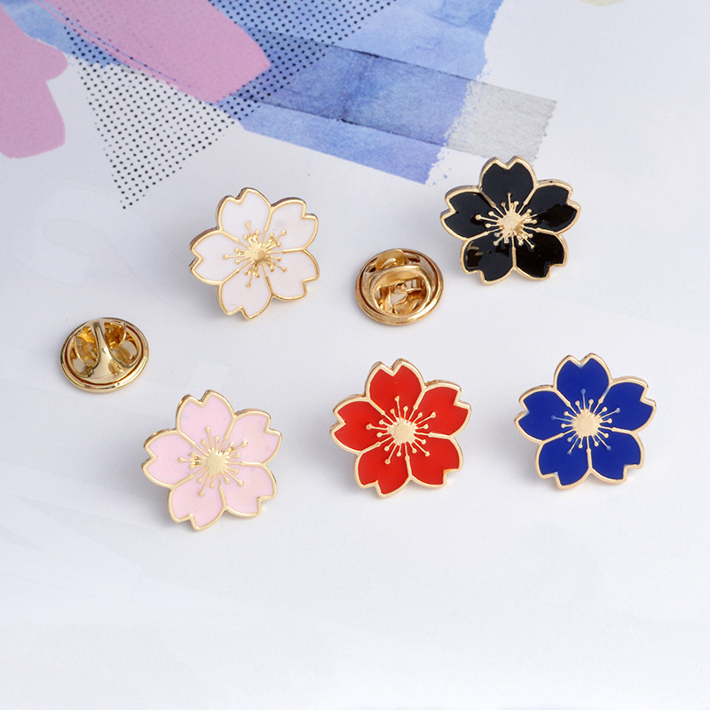 Summer Cherry Blossom Anti-Light Collar Pin Fashion Japanese Medal Cartoon Badge Cute Student Women's Schoolbag Pin Jewelry