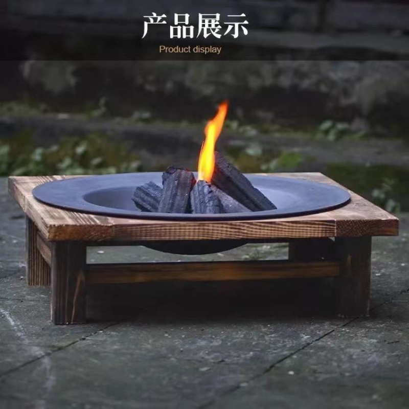 Классический угольный гриль, толстый, большой, чугунный, для домашнего использования, зимний обогреватель, барбекю с крышкой