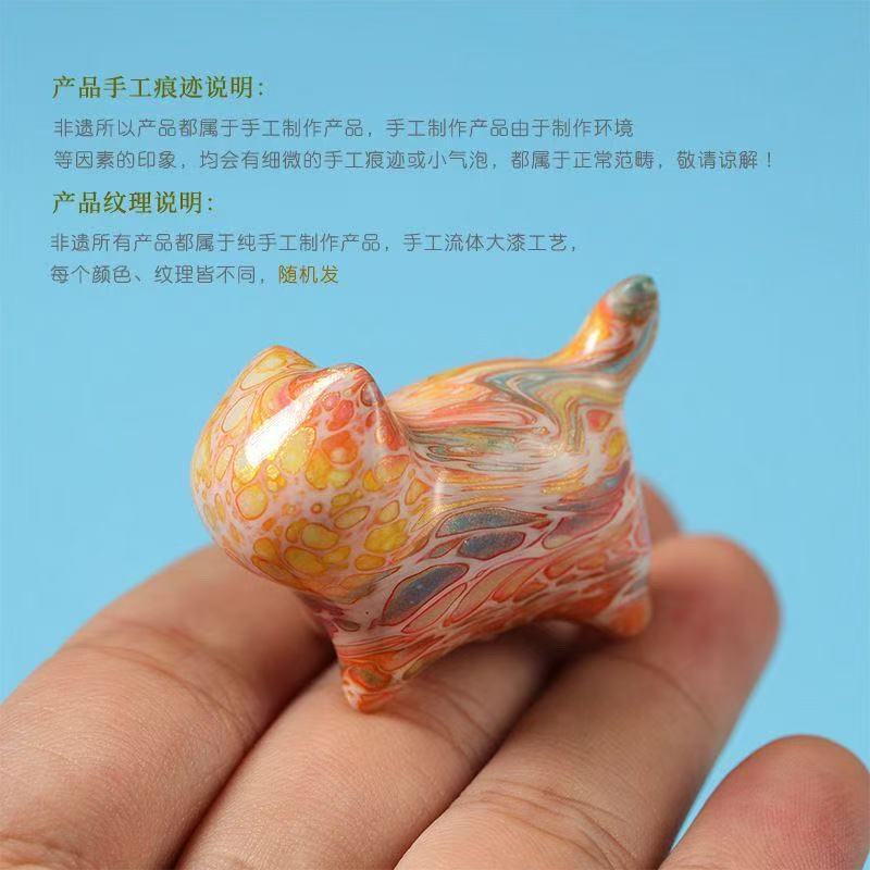 Inherited Craftsmanship Lacquer Cat Figurine New Year's National Trend Gift Desktop Car Hanging Ornament DIY Cultural Toy