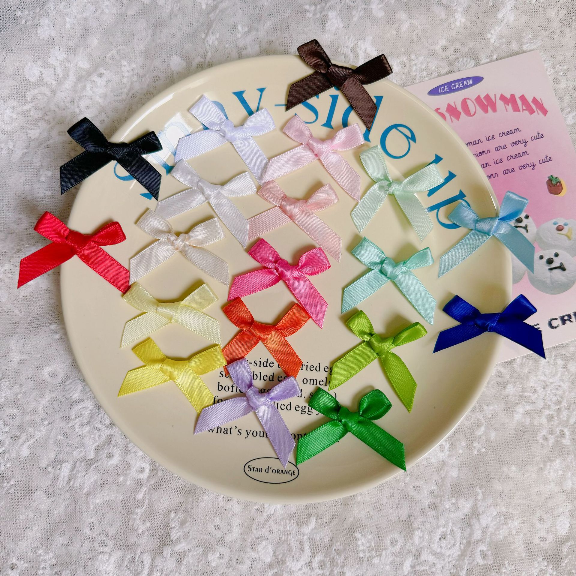 В наличии 1 см двусторонний полиэстер с бантом, DIY, аксессуары для волос, маленький бантик