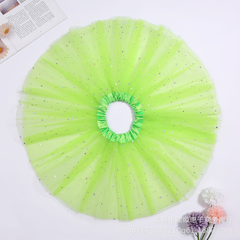 2017 European and American children's TUTU skirt sequins Flash stars TUTU skirt 3 layers 6 mesh dance skirt manufacturers