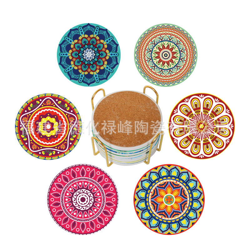 Производитель Кросс-Бордер Амазон Популярные Круглые Керамические Подставки, Домашние Подставки для Горшков, Водопоглощающие Изолированные Скатерти, Керамические Подставки
