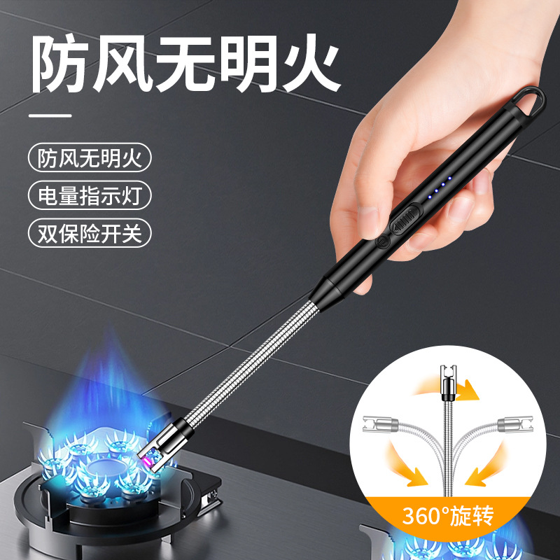 801 lengthened metal hose kitchen igniter aromatherapy candle ignition stick electric arc ignition gun type-c charging