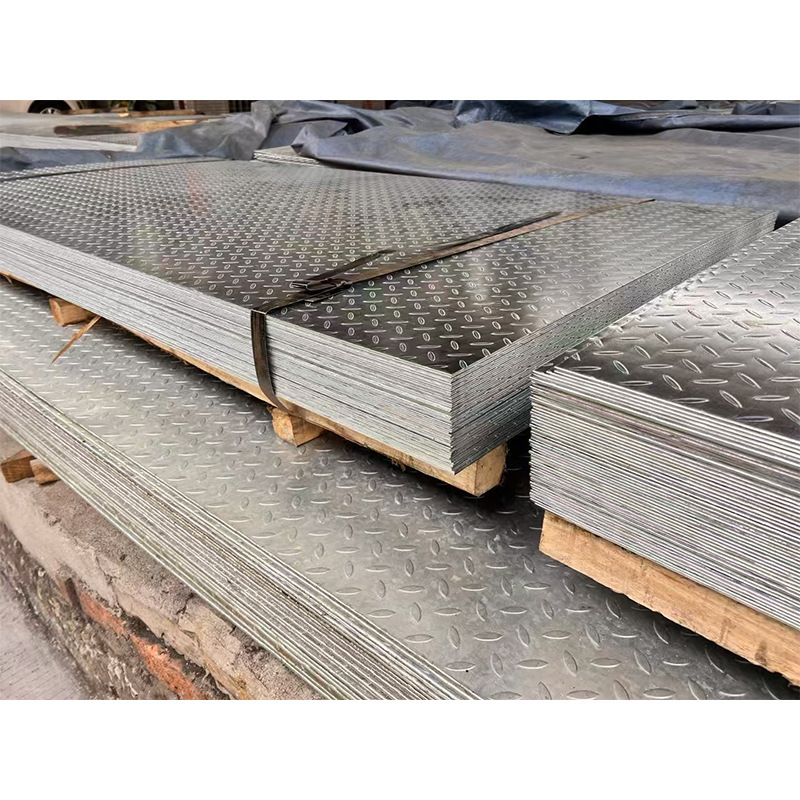 Galvanized Patterned Plate Q235B Anti-Slip Wear-Resistant Iron Plate Hot-Rolled Lentil Plate Cutting Embossed Specifications Are Complete and Can Be Cut