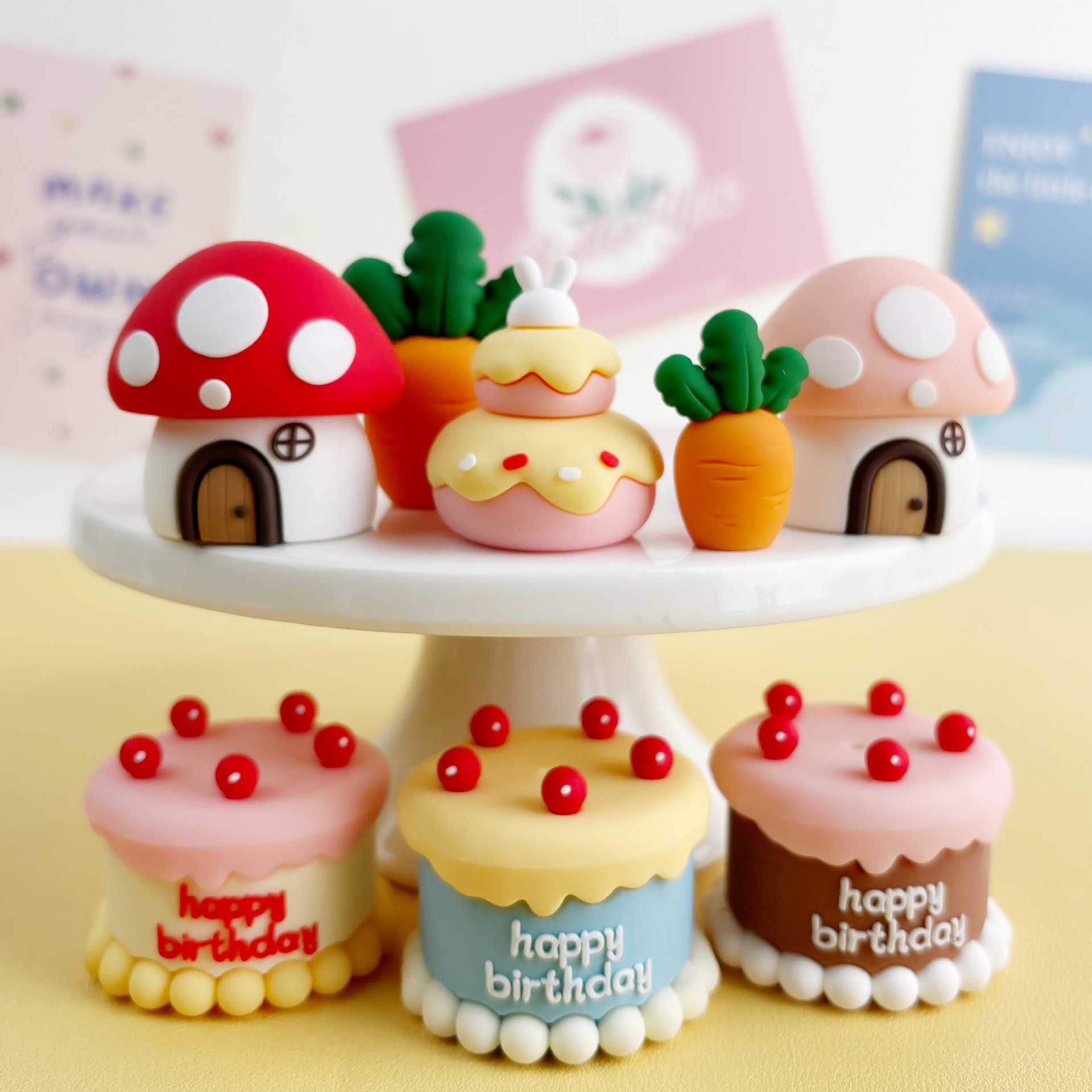 Creative Cartoon Baking Birthday Standing Forest Animal Soft Glue Ornaments Plug-In Cake Decoration Kidsren's Doll Radish