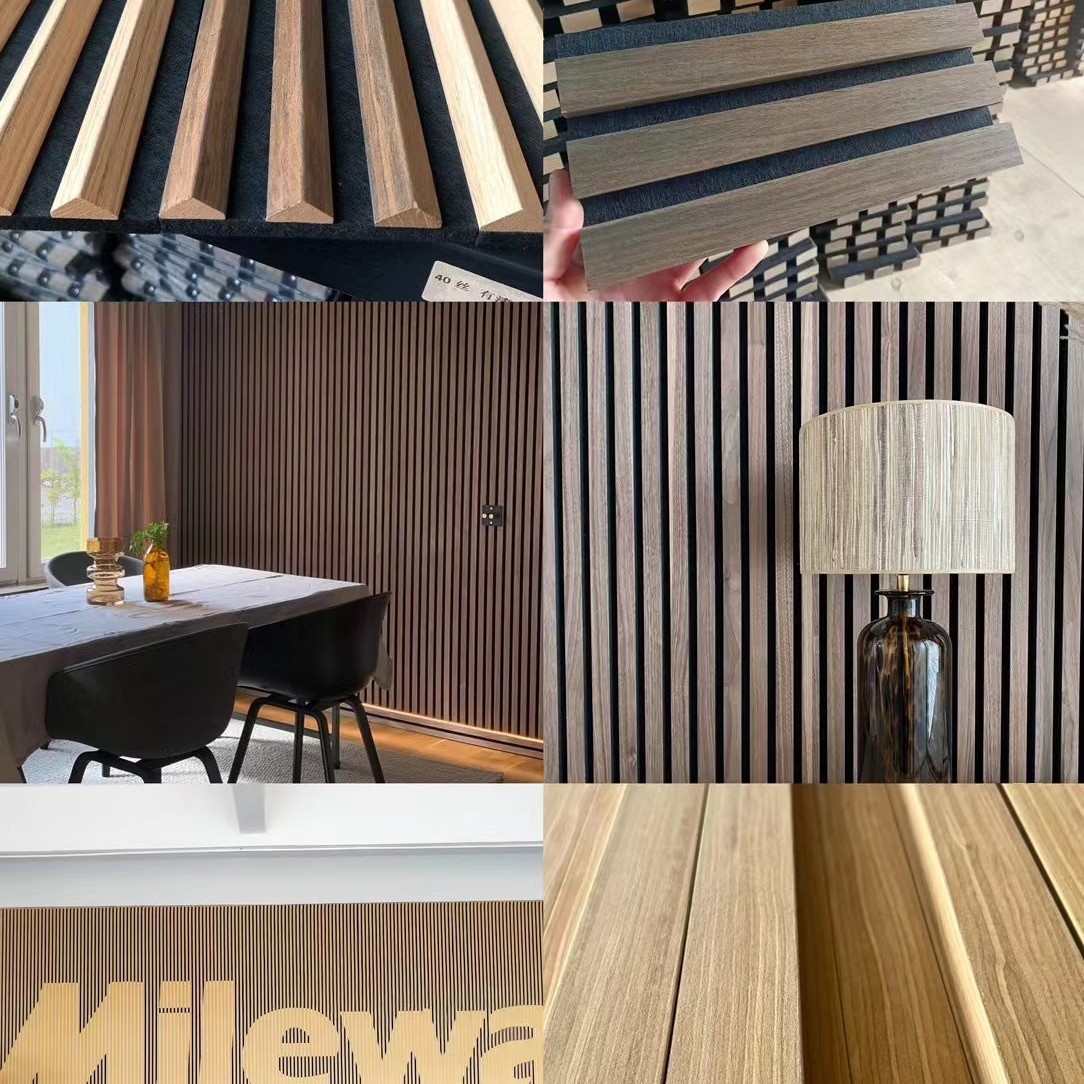 Wall decoration wood sound-absorbing board environmental protection flame retardant MDF sound-absorbing material wall concave-convex grating board