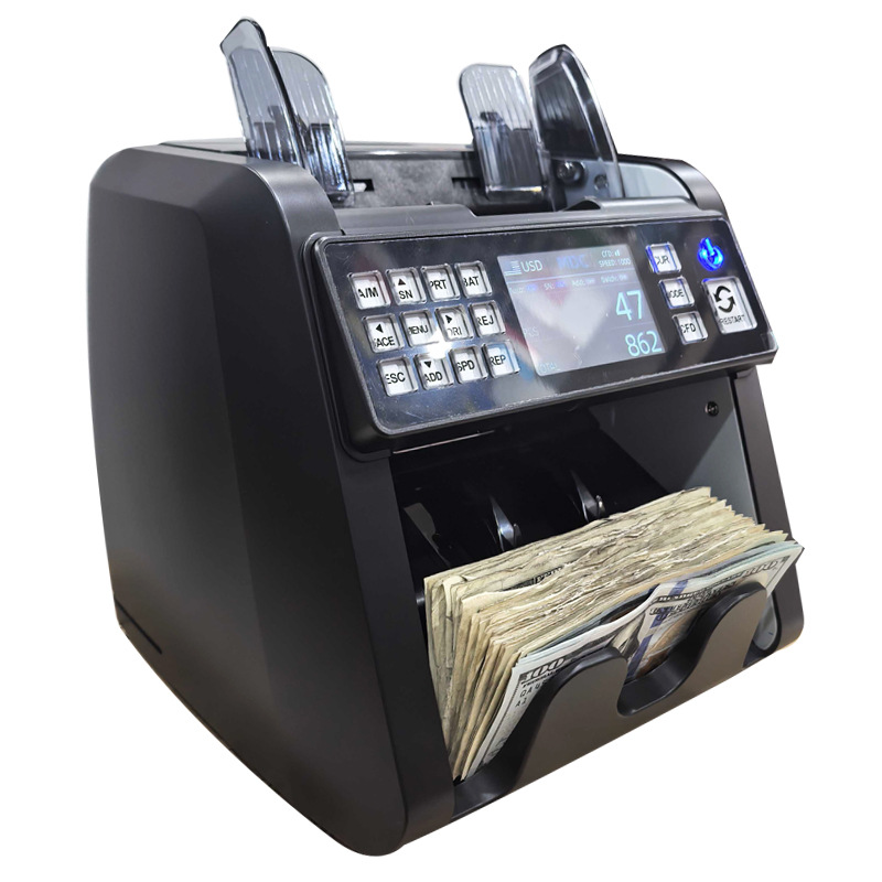 Us Dollar and Euro Amount Total Banknote Counting Machine Vertical Intelligent Multi-National Currency Bank Special Foreign Currency Banknote Counting Machine