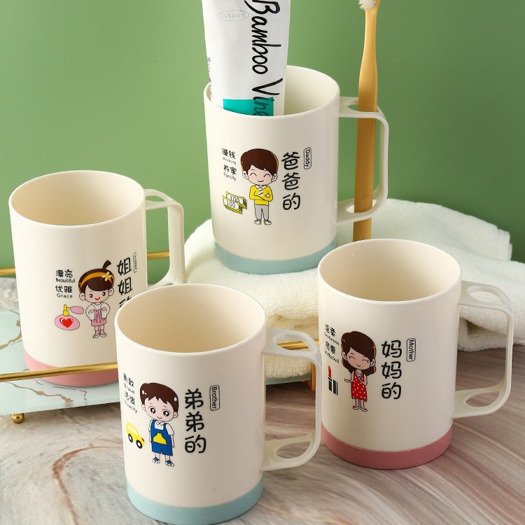 Оптовый стакан для чистки зубов для родителей и детей, набор стаканов для полоскания рта с тремя отверстиями, семейный стакан для зубной щетки большой ёмкости