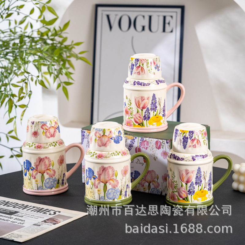 Керамический чайный набор с цветочным дизайном, с крышкой, для высококачественного чая