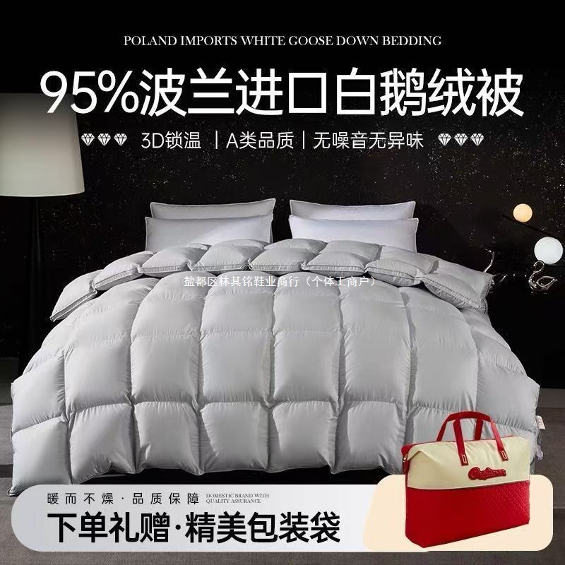High-End down Quilt 95 White Goose down Winter Quilt Thickeneded Warm Cotton Antibacterial Fluffy Goose down Quilt Spring & Fall Quilt Core