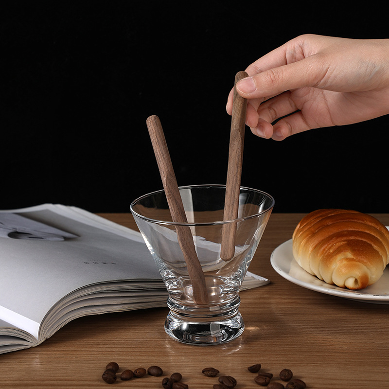 Безкраска и безвоск роскошная круглая ручка черного ореха для кофе, палочка для размешивания, выпечка, пельмени, оптовая продажа с печатным логотипом