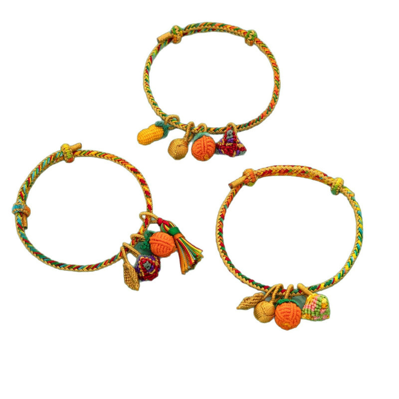 Gift Box Packed with Colorful Rope Bracelets for Dragon Boat Festival, Silver Fortune Zong, Small Dragon Boat, Five-Color Thread Braided Bracelets for Adults, Kidsren and Babies