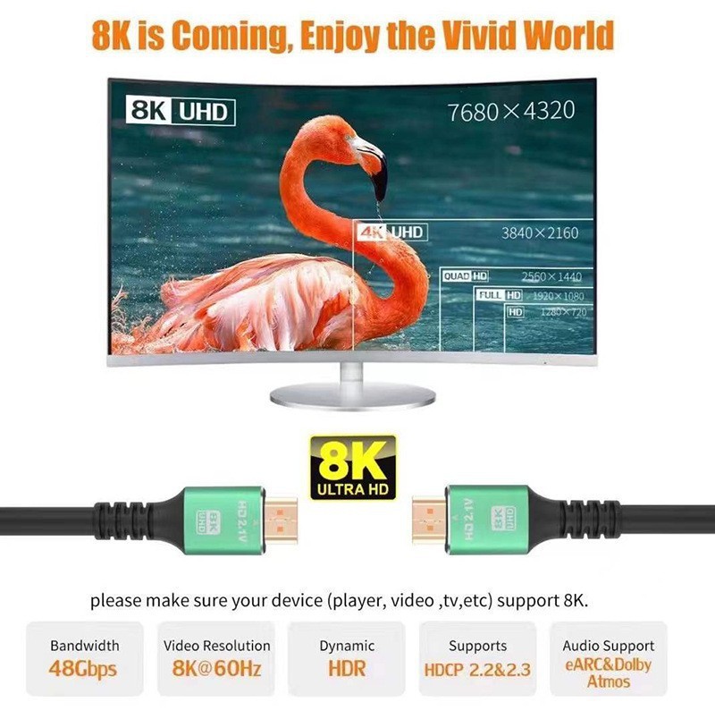 Tengwang 1.15m 2.3m 5.8m K HDMI Hd Cable 2.1Hdmi Hd Cable Tv 8K