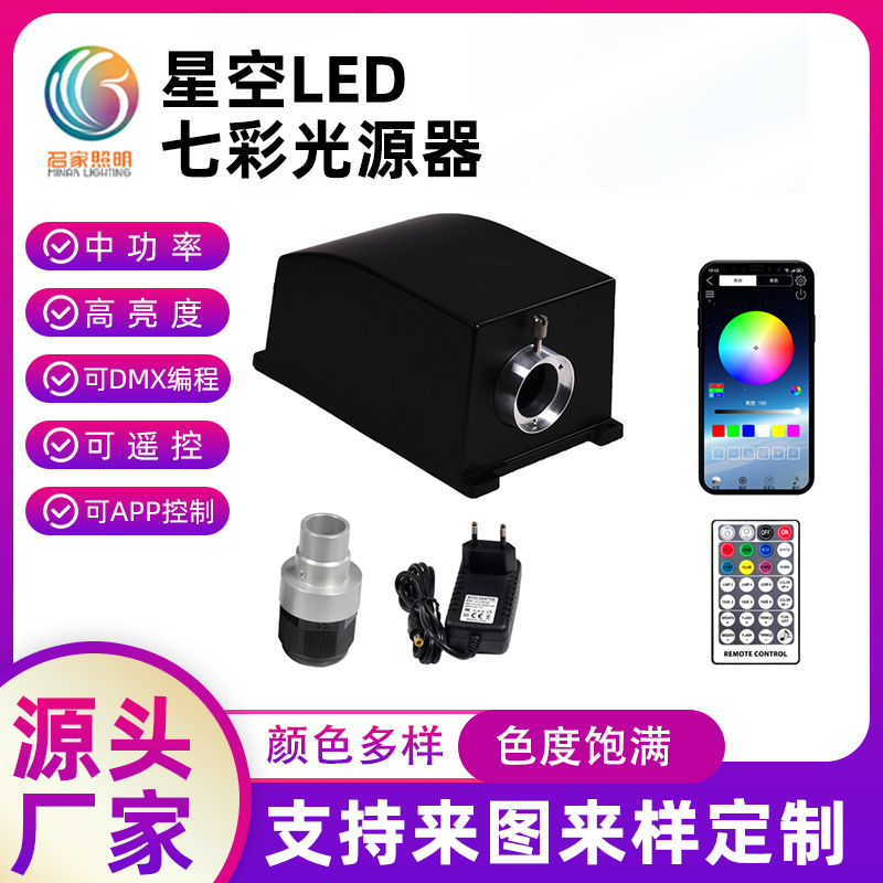 Led волоконно-оптическая машина источник света метеорная машина 20W шестицветный программируемый метеор звездный потолок автомобильный атмосферный свет