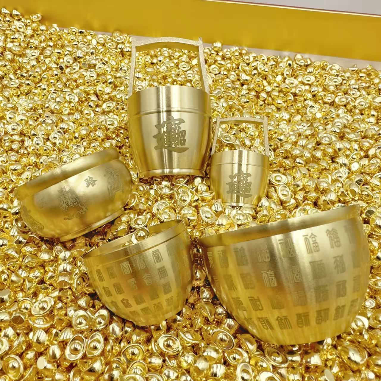 Brass Crafts, a Bucket of Gold Ornaments, Small Ingots, Cornucopia, Baifu Tank, Office Entrance, Wealth-Attracting Living Room Decoration